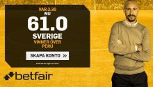 boostade odds sverige peru betfair